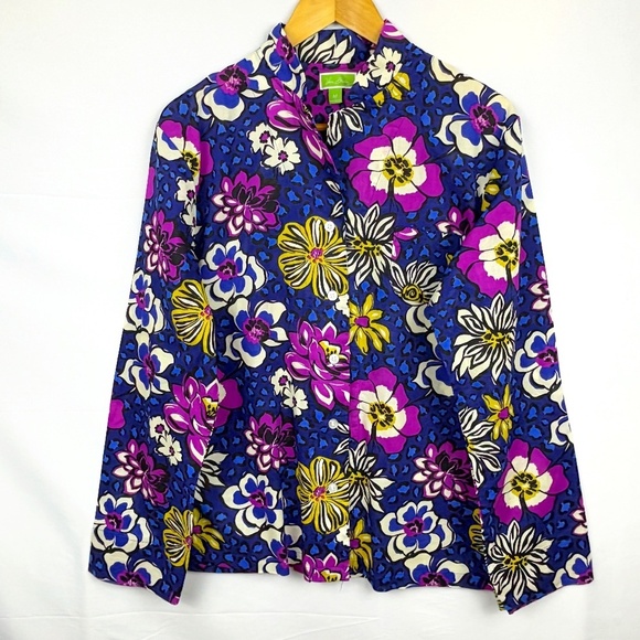 Vera Bradley Women LongSleeve Button Shirt Sz M Cotton Lightweight Summer Spring - Picture 1 of 10